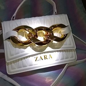 Zara White Handbag/sling Bag In New Condition