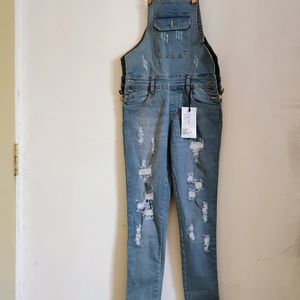 Light Blue Denim Dungaree With Detachable Straps