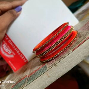 pink and orange colour combo bangles of size 2.6 ...size can be altered