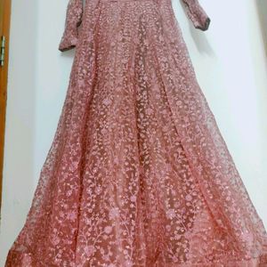 Elegant Rose Gold Anarkali Gown