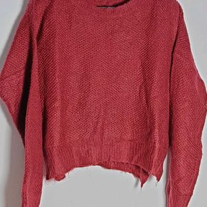 Mohair knit sweater red wine re