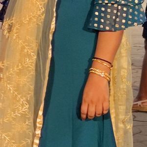 Turquoise color umbrella kurti with Bell sl