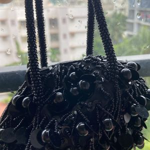 Shimmery Black Denim with Free Mini Handbag