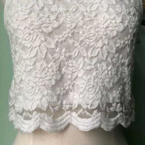 H&M Coquette White Lace Trim Crop Top