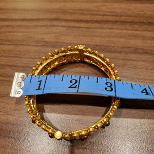 Gold Plated Adjustable Bangle Bracelet Ruby Polki