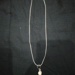Silver Chain With White Pearl Pandent Necklace