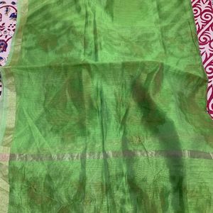 Beautiful Chanderi Green Kurta Set With Dupatta