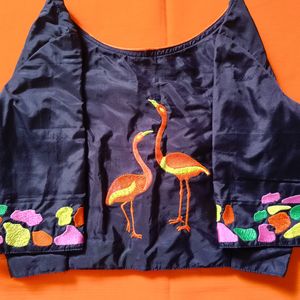 Black Computer Embroidery Blouse