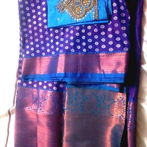 New Stunning Blue Semi Venkatagiri Pattu Saree