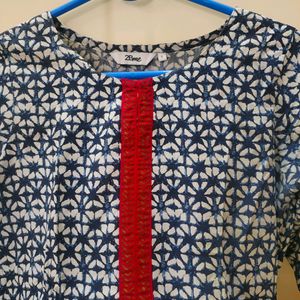 Women Kurti White Blue