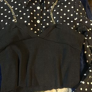 black Polka Dot Korean Top