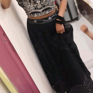 Black Georgette Heavy Mirror Work Lehnga Choli