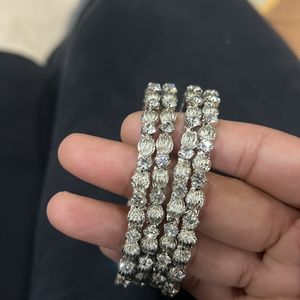 Silver Stone And Zari Bangles