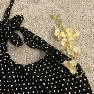 Black Polka Dots Halter Neck Top