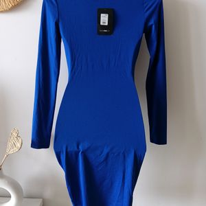 Fashion Nova Royal Blue Ruched Dress