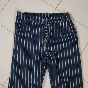 Striped Denim Jeans Smart Look