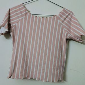 Peach & White Striped Top