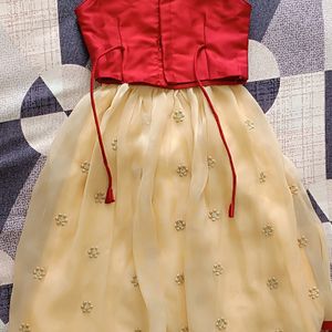 Maroon, Beige Colour Kids Lehenga