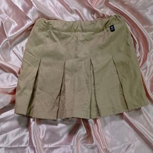 Box Pleat Beige Skort Mini