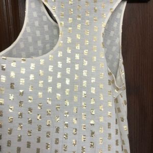 White With Gold Sleeveless Top