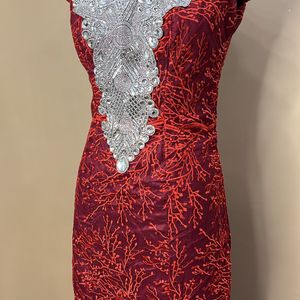 Red Embellished Gown