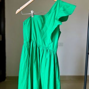 One Shoulder Emerald Green Maxi Dress