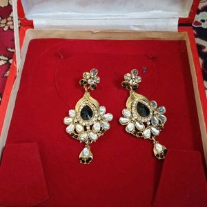 Black Kundan Earrings