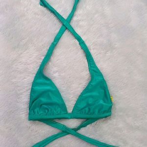 Sea Green Shiny Fabric Bikini Top 👙