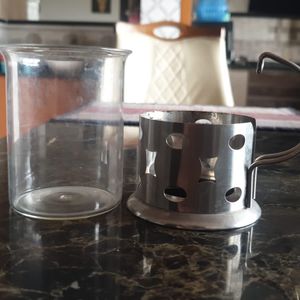 Coffee Or Tea Glass With Stainless Steel Base