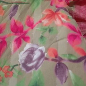 Nude Beutiful Flower Print Saree