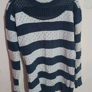 Blue White Woolen  Sweater