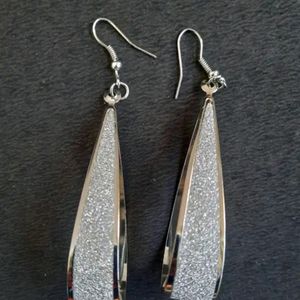 Silver Glittered Earrings