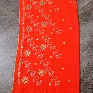 Red Embroidery Saree