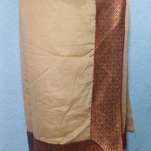 Cream Colour Saree With Blouse