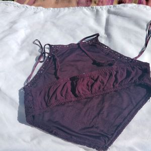 Maroon V Cut Shaped Sexy Top