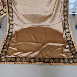 Golden Heavy Border Saree With Unstitched Blouse