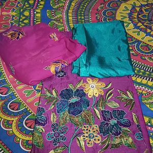 New Suit  Material Purple Nd Green Colour