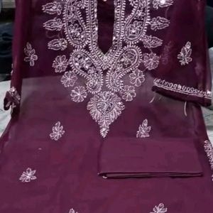 Straight Chickenkari Kurti With Inner