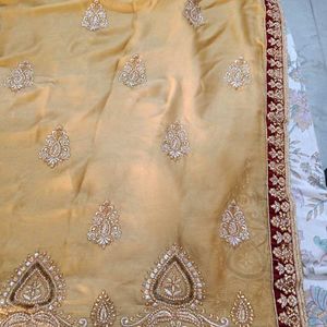 Golden Heavy Work Saree With blouse