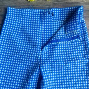 Zara New Blue And White Checkered Trouser