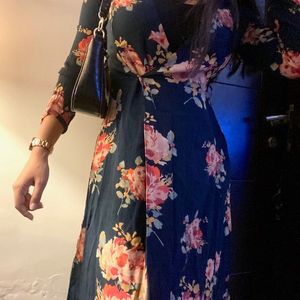 Zara Floral Midi Wrap Dress