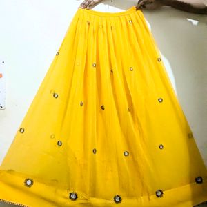 Yellow Haldi Lehenga Choli Dress With Side Dupatta