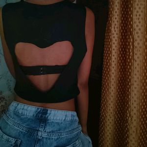 Heart Shape Back Cut Crop Top