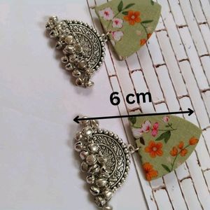 Rainvas Green floral printed oxidized earrings