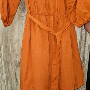 Rusty Flarred Beautiful Dress With Belt