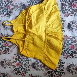 Yellow Top And Flower Print Paint