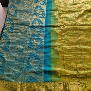 Blue And Green Silk Saree