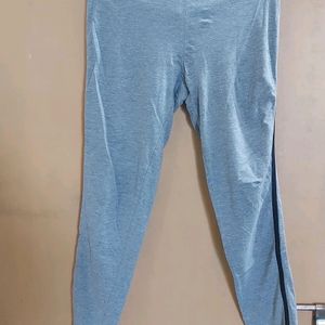 Grey Active Wear Pants With Black Lining On Side