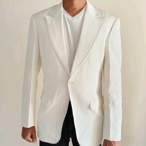 A Self Woven Design Off White Suit