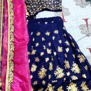 Navy blue Pink Lehenga Choli